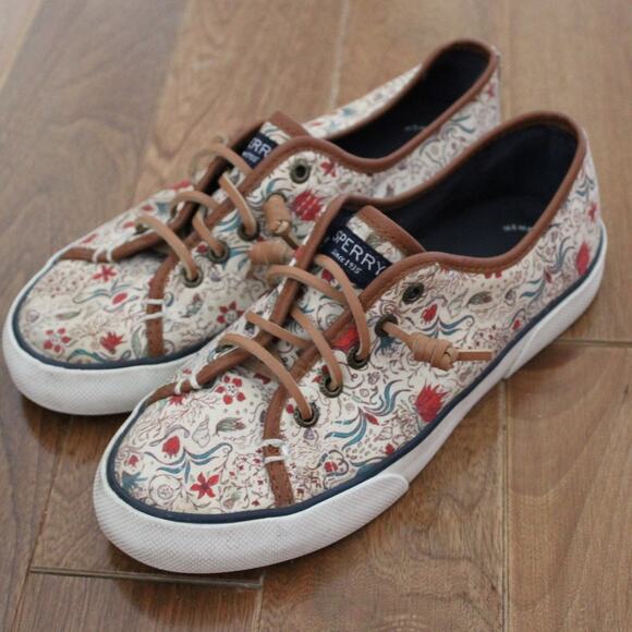 Women's Sperry Floral Boho Slip On Boat Shoe Loafer 5.5 - Picture 1 of 8